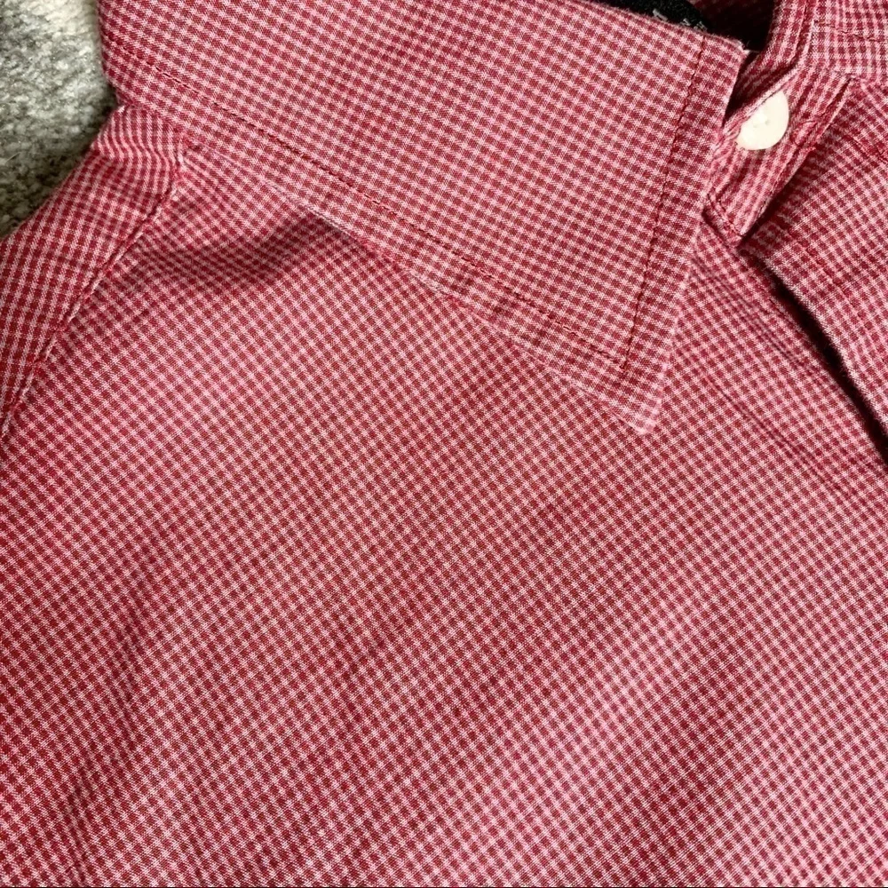 Banana Republic Red Micro Plaid Button Down Shirt